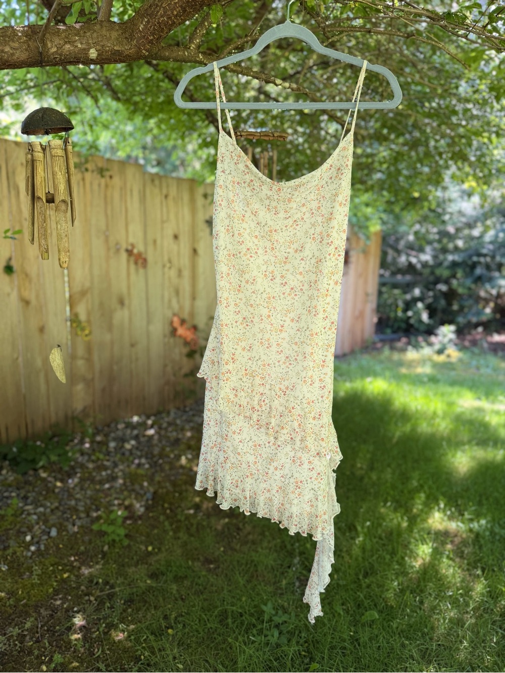 NWOT Caution To The Wind Cream Floral Slip Dress with Pink and Green Print - Picture 2 of 7